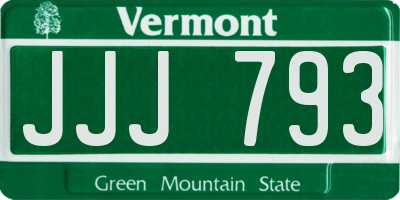 VT license plate JJJ793