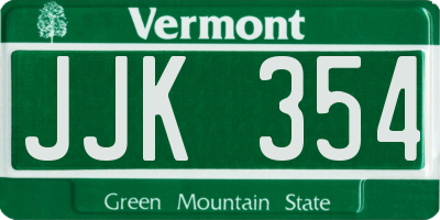 VT license plate JJK354