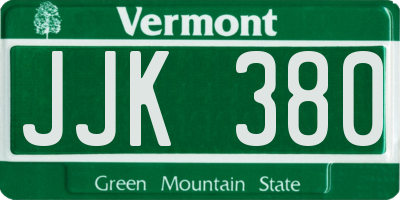 VT license plate JJK380
