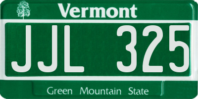VT license plate JJL325