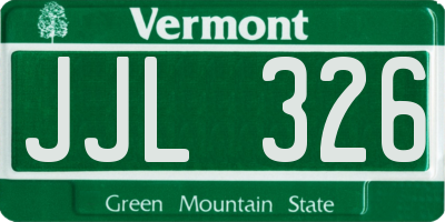 VT license plate JJL326