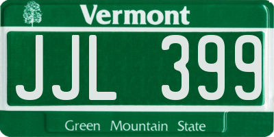 VT license plate JJL399