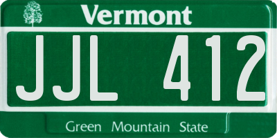 VT license plate JJL412
