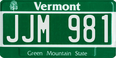 VT license plate JJM981