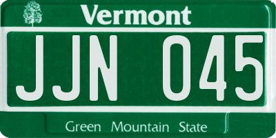 VT license plate JJN045