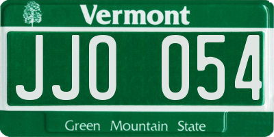 VT license plate JJO054