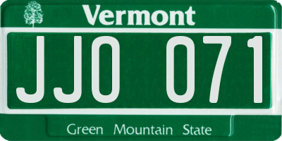 VT license plate JJO071