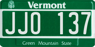 VT license plate JJO137