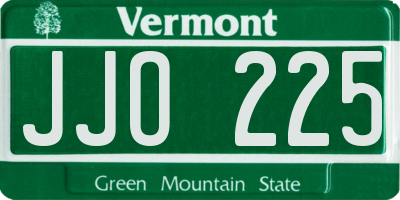 VT license plate JJO225