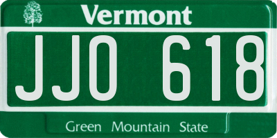 VT license plate JJO618