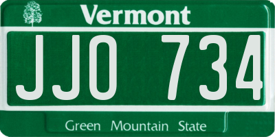 VT license plate JJO734