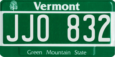 VT license plate JJO832