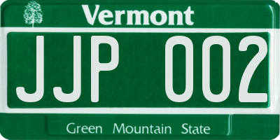 VT license plate JJP002