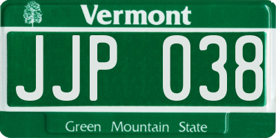 VT license plate JJP038