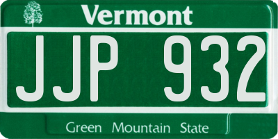 VT license plate JJP932