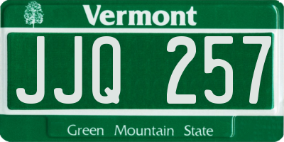 VT license plate JJQ257