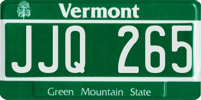 VT license plate JJQ265