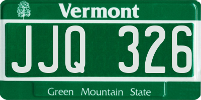 VT license plate JJQ326