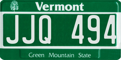 VT license plate JJQ494