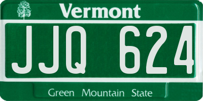 VT license plate JJQ624
