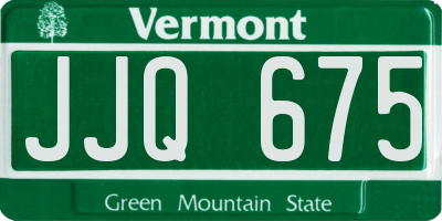 VT license plate JJQ675