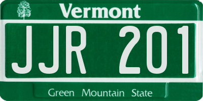VT license plate JJR201