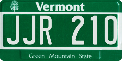 VT license plate JJR210