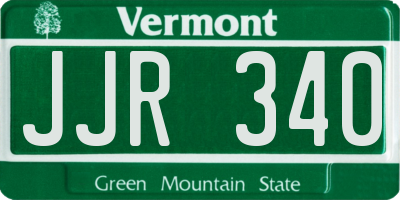 VT license plate JJR340