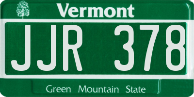 VT license plate JJR378