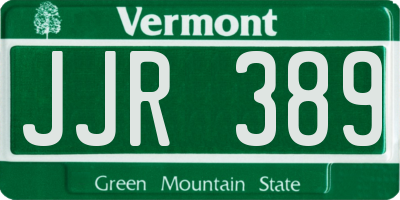 VT license plate JJR389