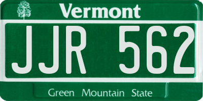 VT license plate JJR562