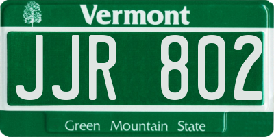 VT license plate JJR802