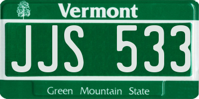 VT license plate JJS533