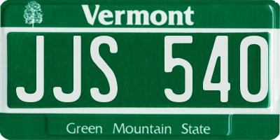 VT license plate JJS540