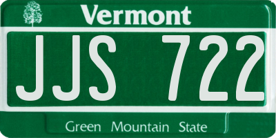 VT license plate JJS722
