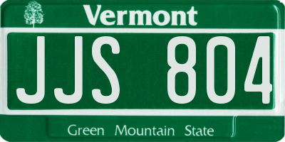 VT license plate JJS804