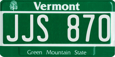 VT license plate JJS870