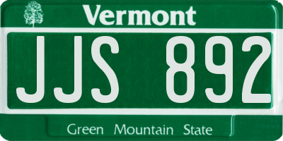 VT license plate JJS892