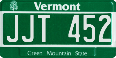 VT license plate JJT452