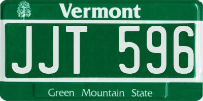 VT license plate JJT596