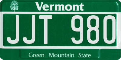 VT license plate JJT980