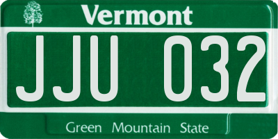 VT license plate JJU032