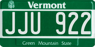 VT license plate JJU922