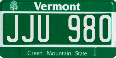 VT license plate JJU980