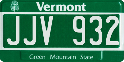 VT license plate JJV932
