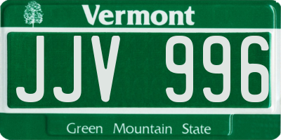 VT license plate JJV996