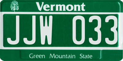 VT license plate JJW033