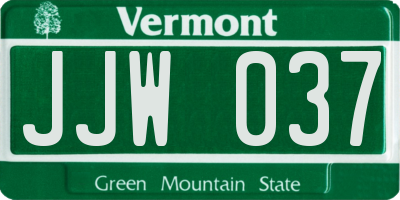 VT license plate JJW037