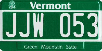 VT license plate JJW053