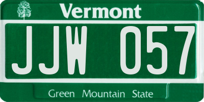 VT license plate JJW057
